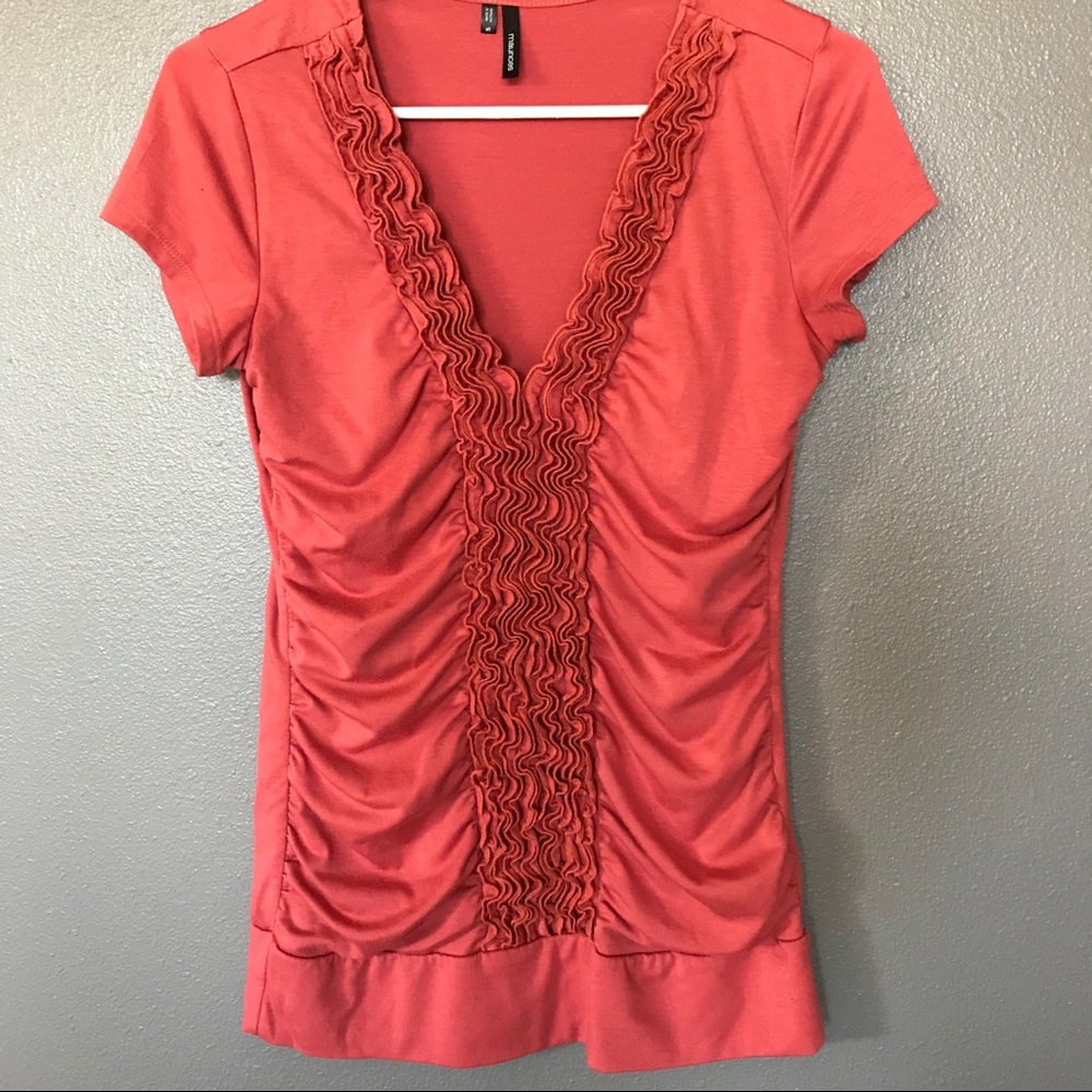 Dressy, dusty coral short sleeves top